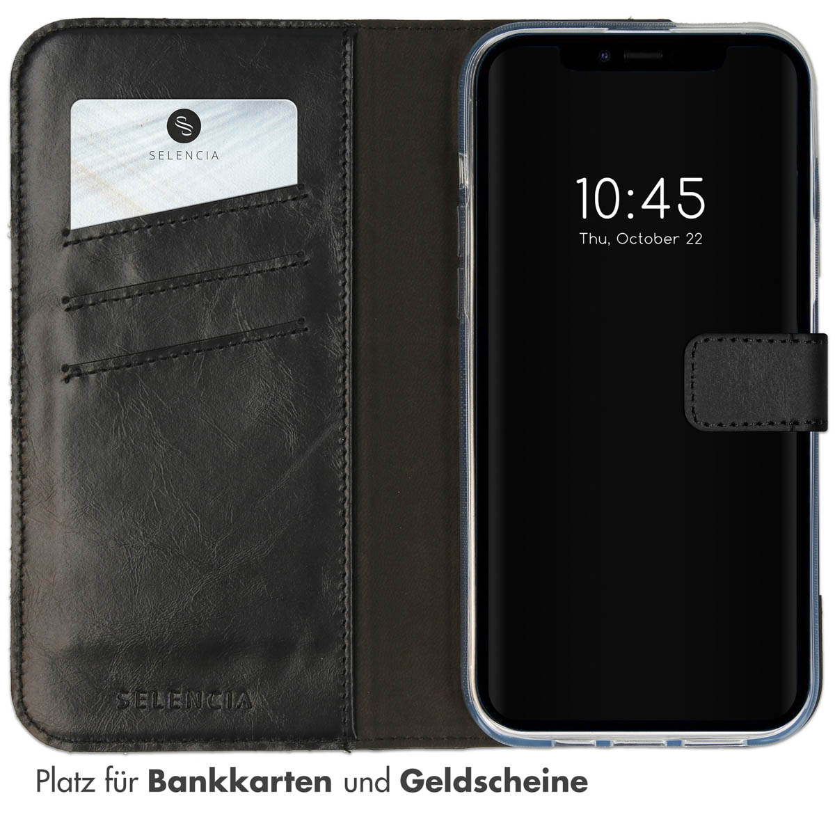 Selencia Echt Lederen Bookcase Apple iPhone 14 Plus - Zwart