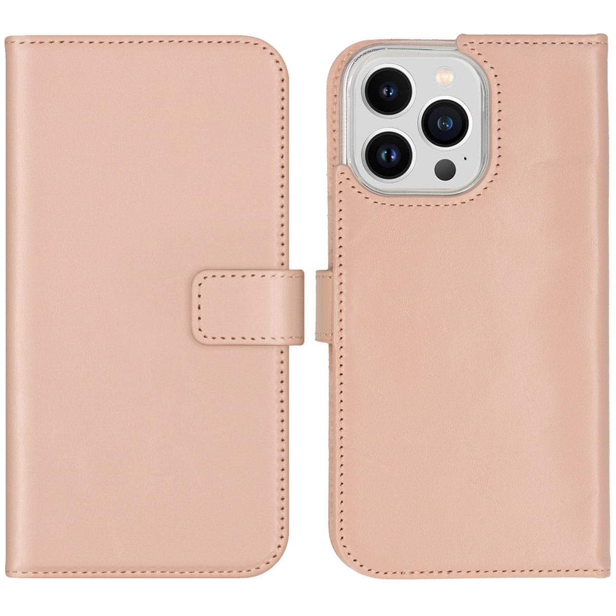 Selencia Echt Lederen Bookcase Apple iPhone 14 Pro Max - Dusty Pink