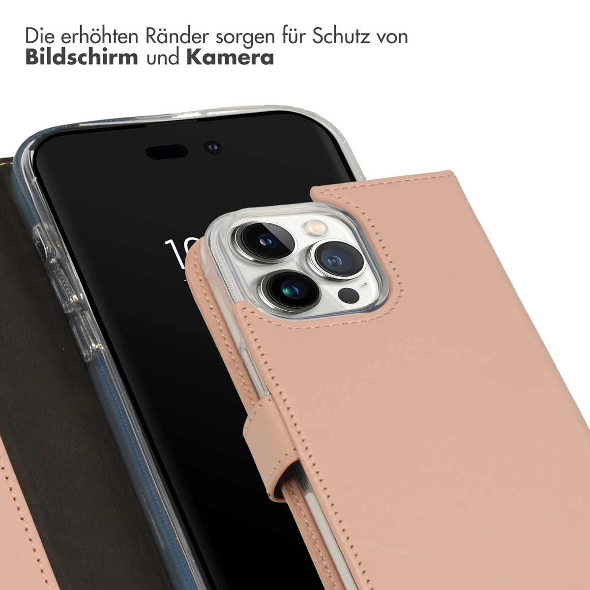 Selencia Echt Lederen Bookcase Apple iPhone 14 Pro Max - Dusty Pink
