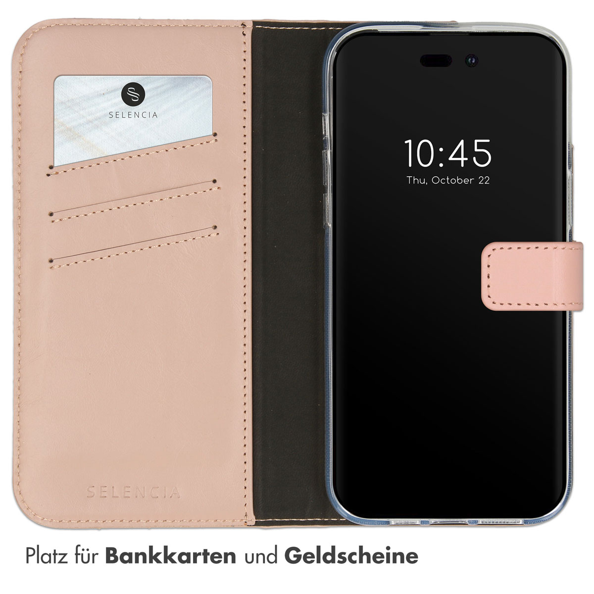 Selencia Echt Lederen Bookcase Apple iPhone 14 Pro Max - Dusty Pink
