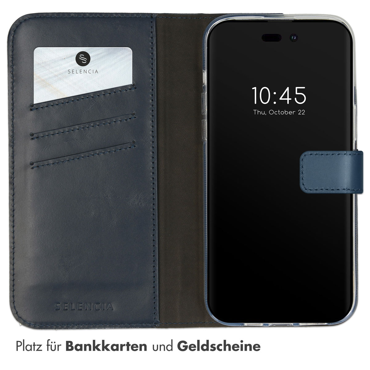 Selencia Echt Lederen Bookcase Apple iPhone 14 Pro Max - Blauw