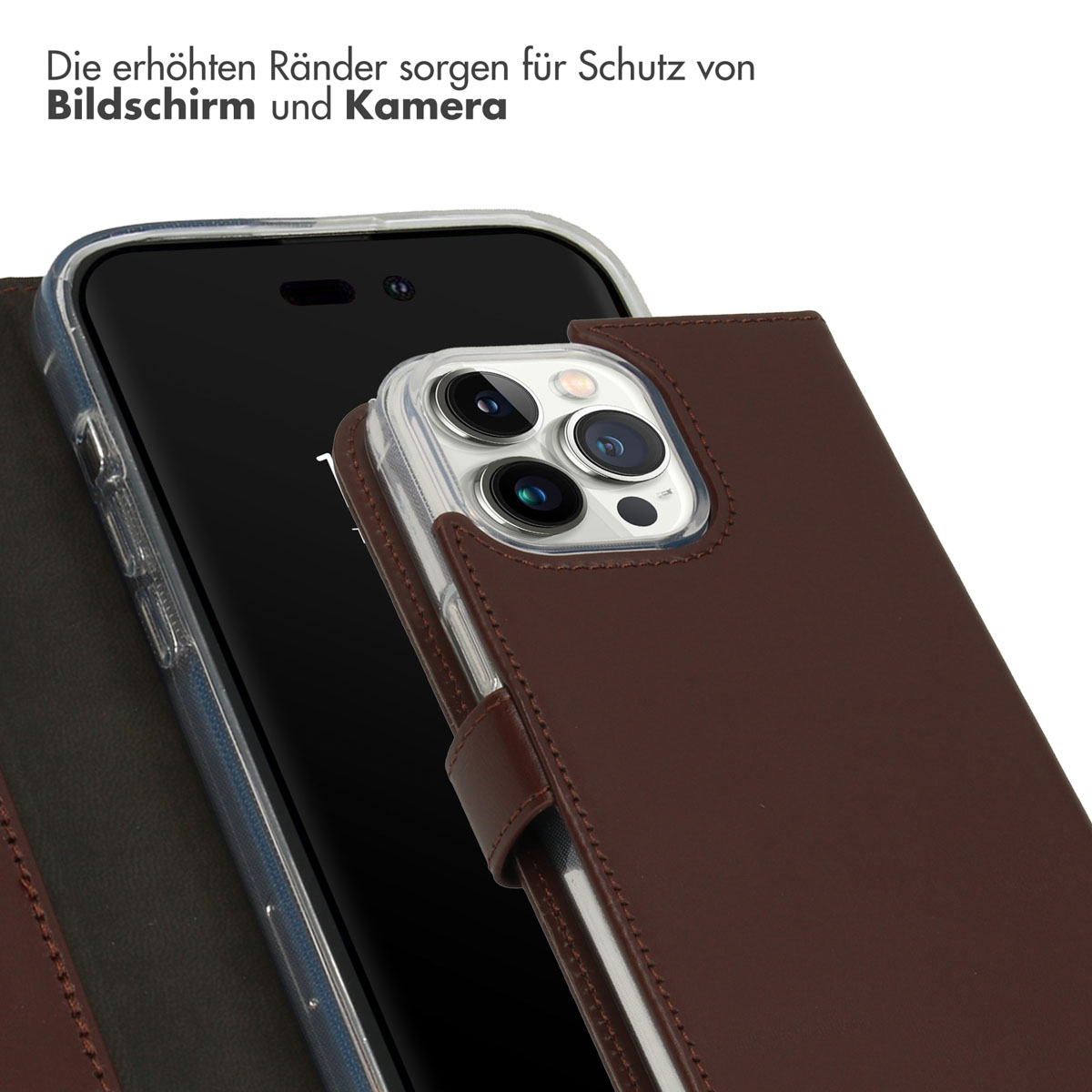 Selencia Echt Lederen Bookcase Apple iPhone 14 Pro Max - Bruin