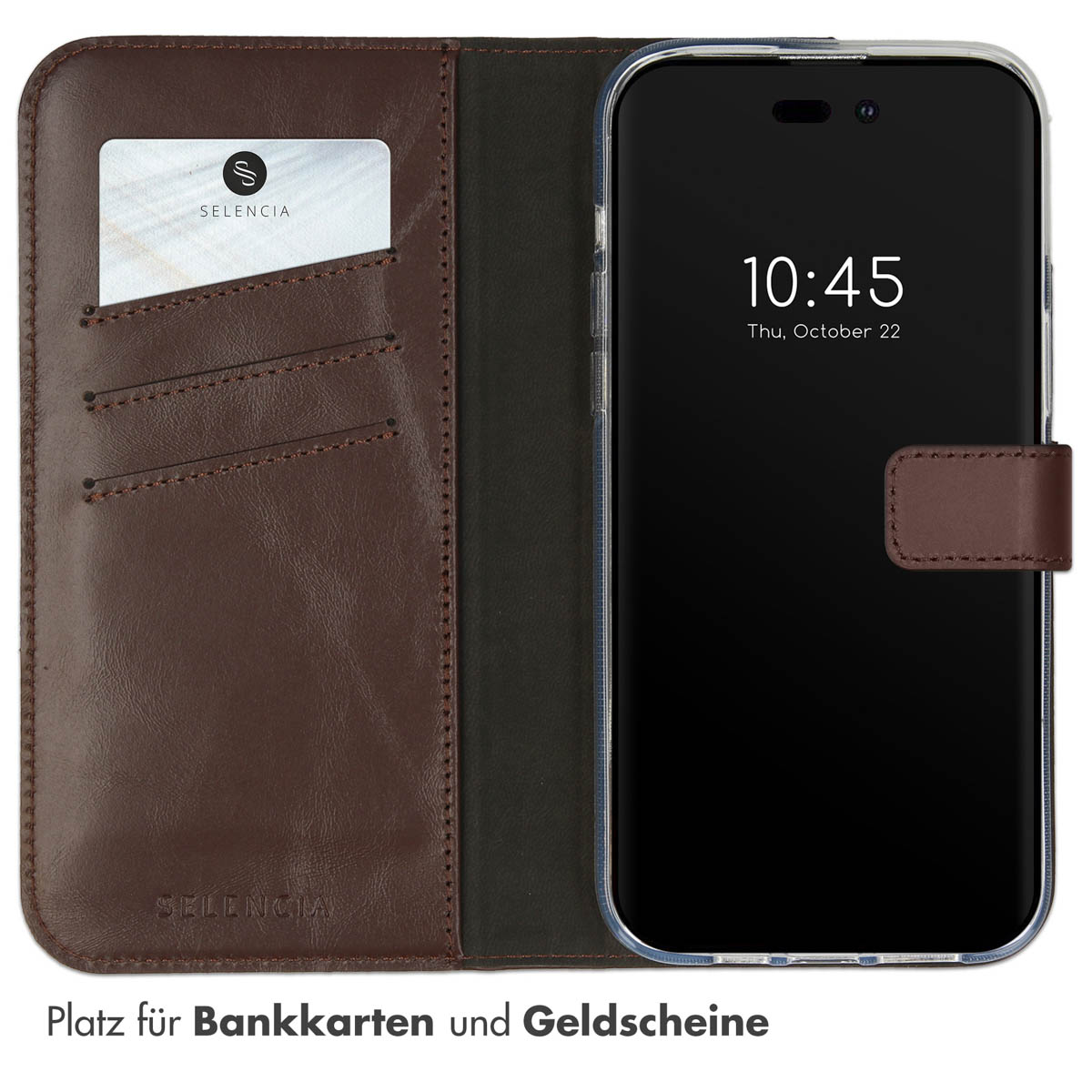 Selencia Echt Lederen Bookcase Apple iPhone 14 Pro Max - Bruin