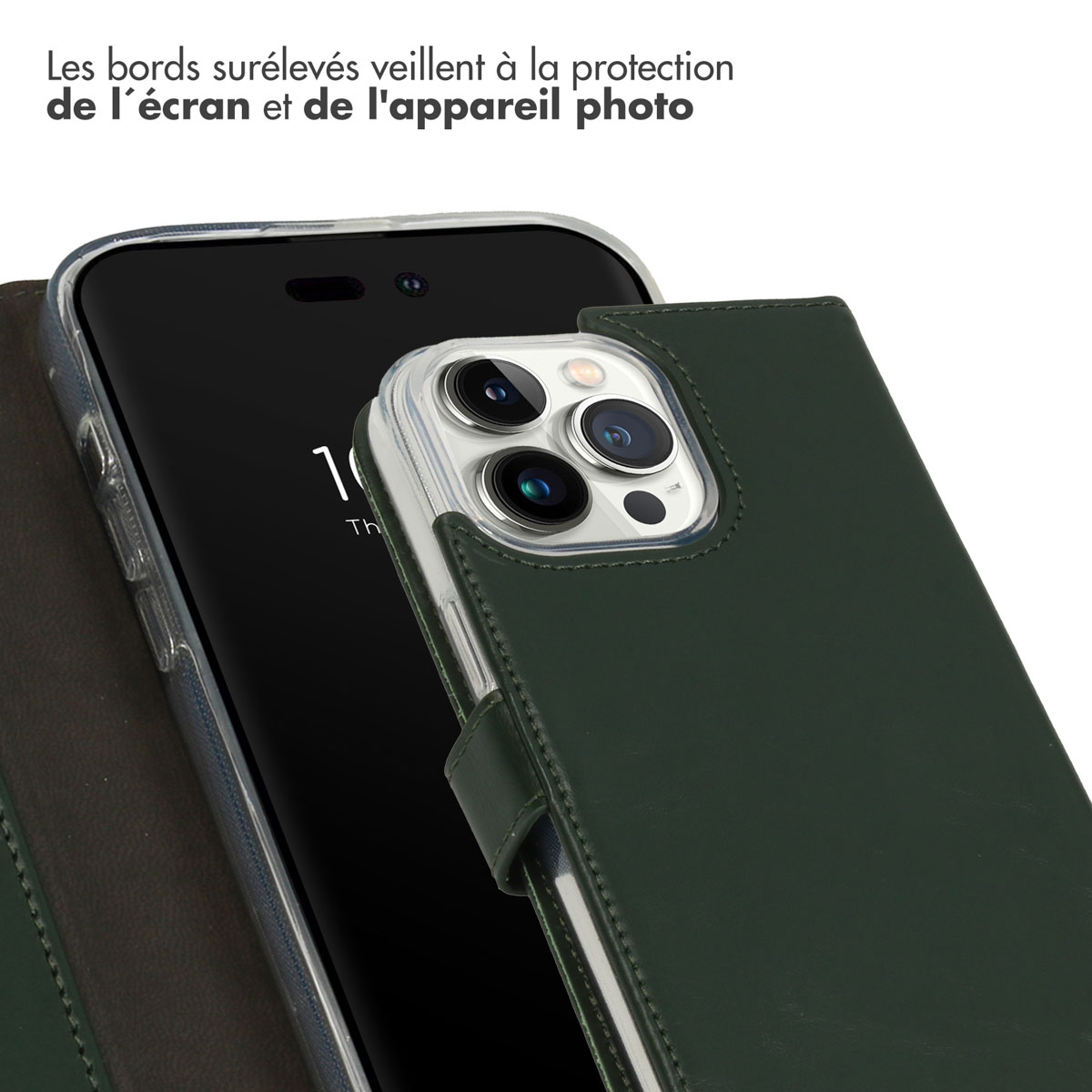 Selencia Echt Lederen Bookcase Apple iPhone 14 Pro Max - Groen