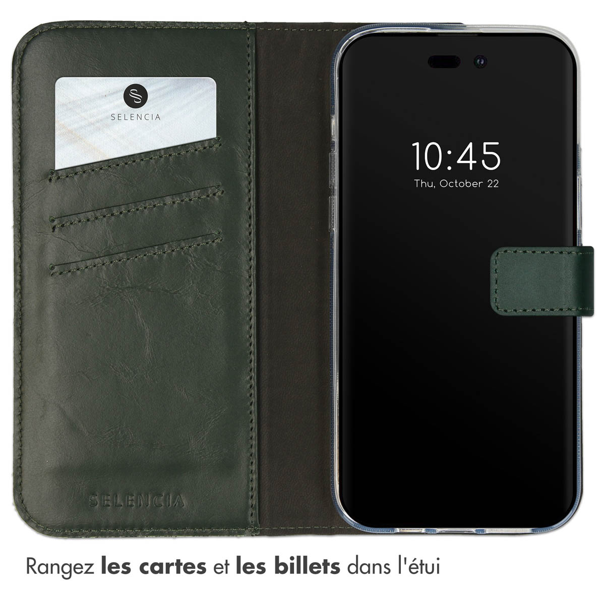 Selencia Echt Lederen Bookcase Apple iPhone 14 Pro Max - Groen