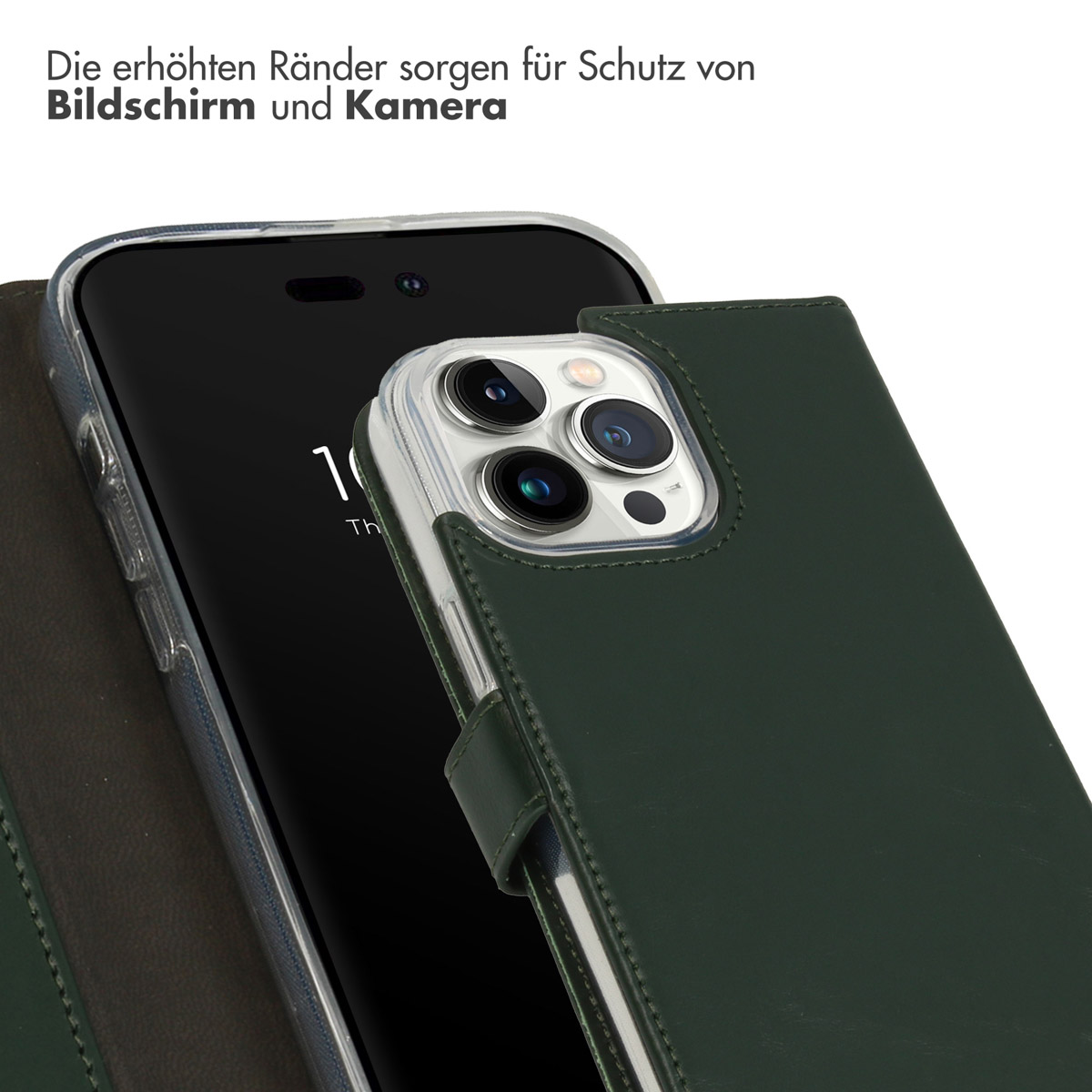 Selencia Echt Lederen Bookcase Apple iPhone 14 Pro Max - Groen