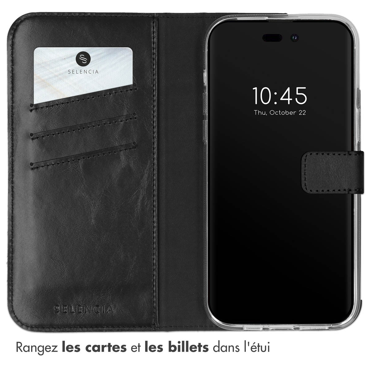 Selencia Echt Lederen Bookcase Apple iPhone 14 Pro Max - Zwart