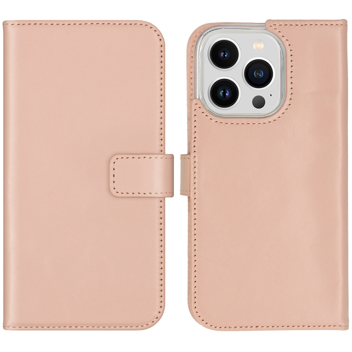 Selencia Echt Lederen Bookcase Apple iPhone 14 Pro - Dusty Pink