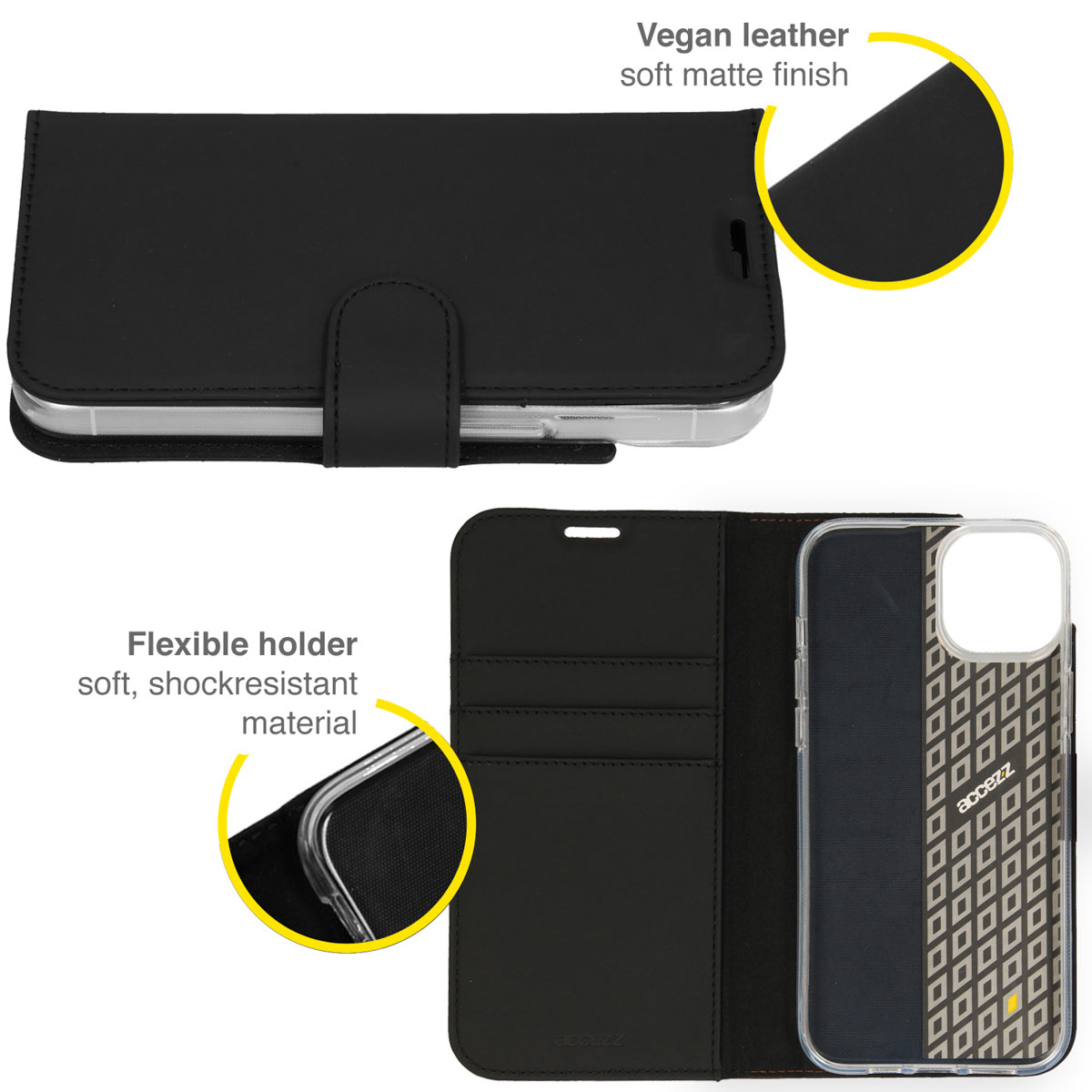 Accezz Wallet Softcase Bookcase Apple iPhone 14 - Zwart