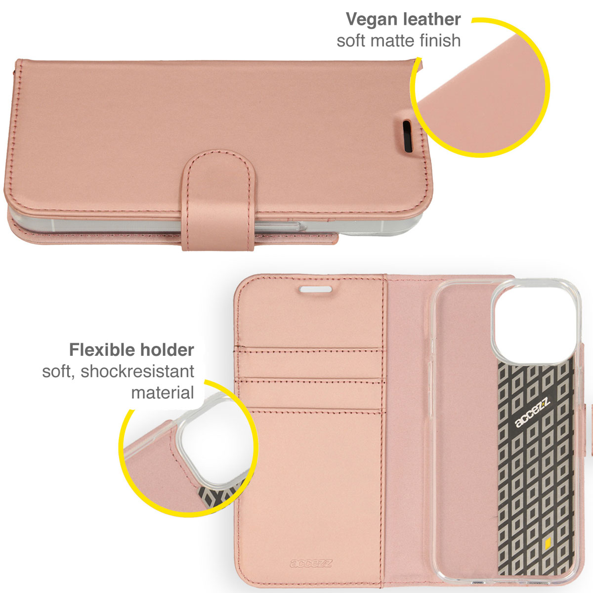 Accezz Wallet Softcase Bookcase Apple iPhone 14 Pro - Rosé Goud