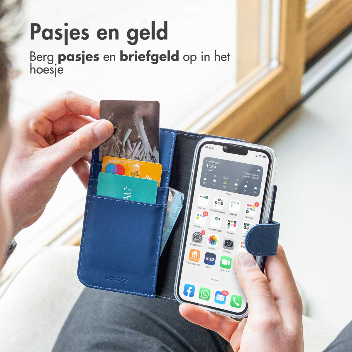 Accezz Wallet Softcase Bookcase Apple iPhone 14 Pro Max - Donkerblauw