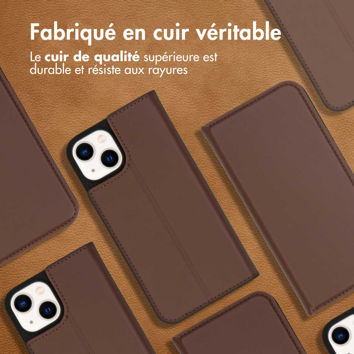 Accezz Premium Leather Slim Bookcase Apple iPhone 14 - Bruin