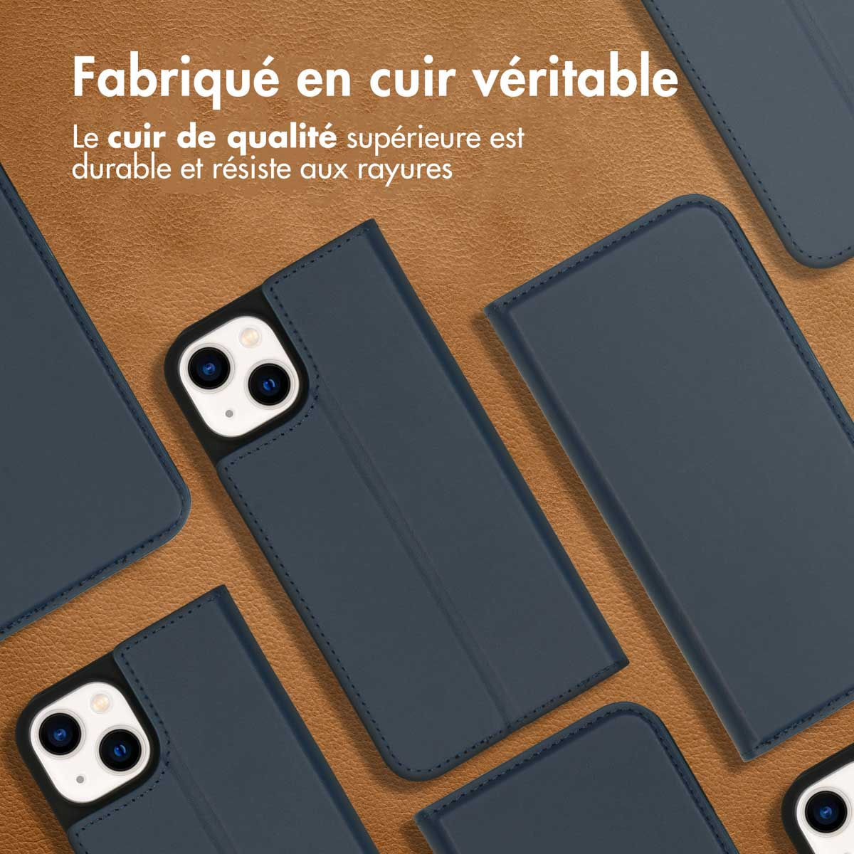 Accezz Premium Leather Slim Bookcase Apple iPhone 14 - Donkerblauw