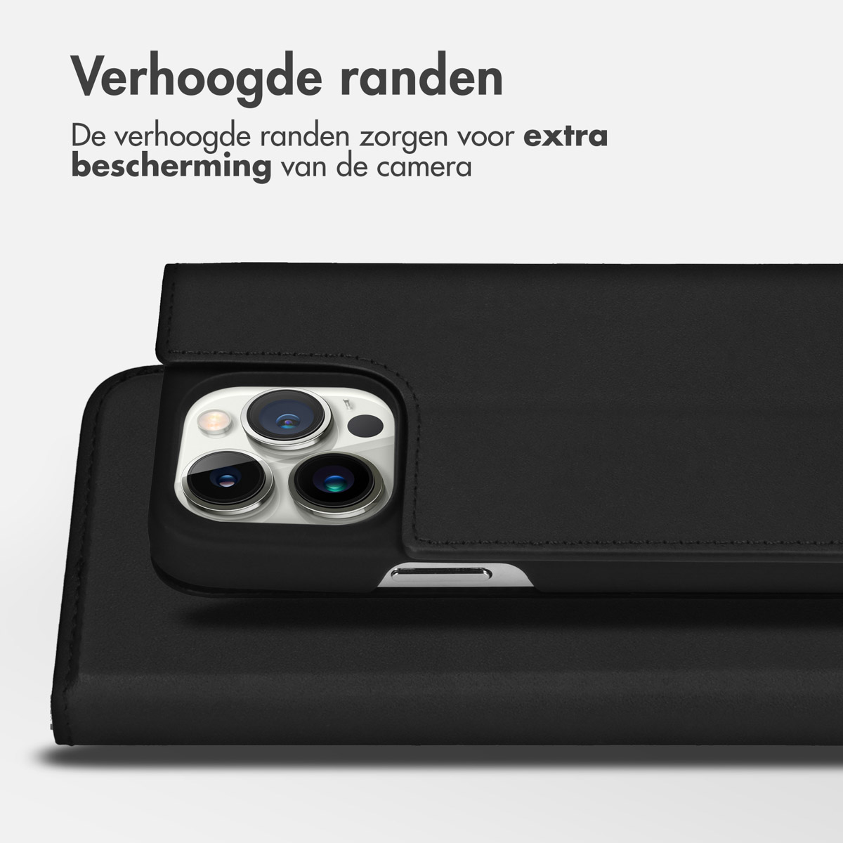 Accezz Premium Leather Slim Bookcase Apple iPhone 14 Pro - Zwart