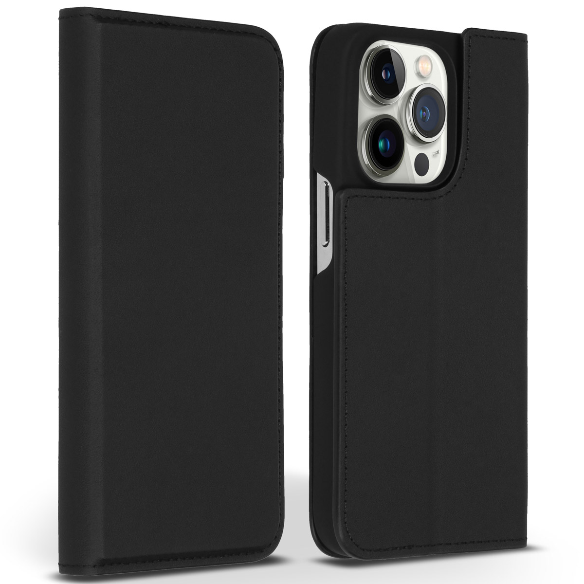 Accezz Premium Leather Slim Bookcase Apple iPhone 14 Pro - Zwart