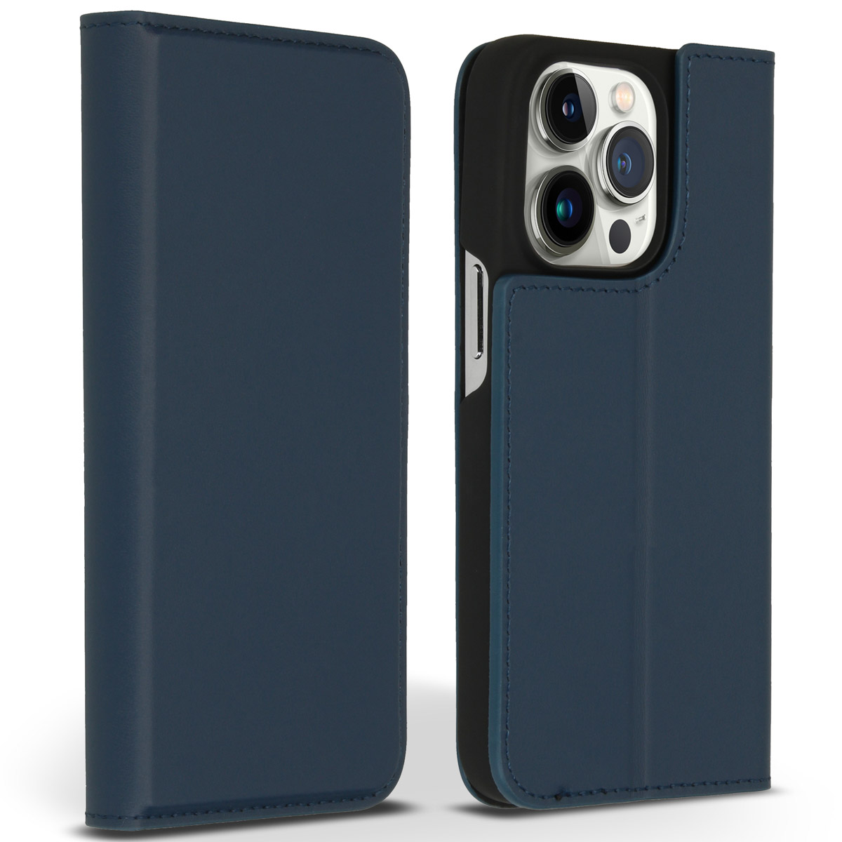 Accezz Premium Leather Slim Bookcase Apple iPhone 14 Pro - Donkerblauw