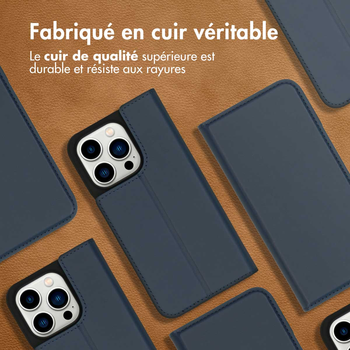 Accezz Premium Leather Slim Bookcase Apple iPhone 14 Pro - Donkerblauw
