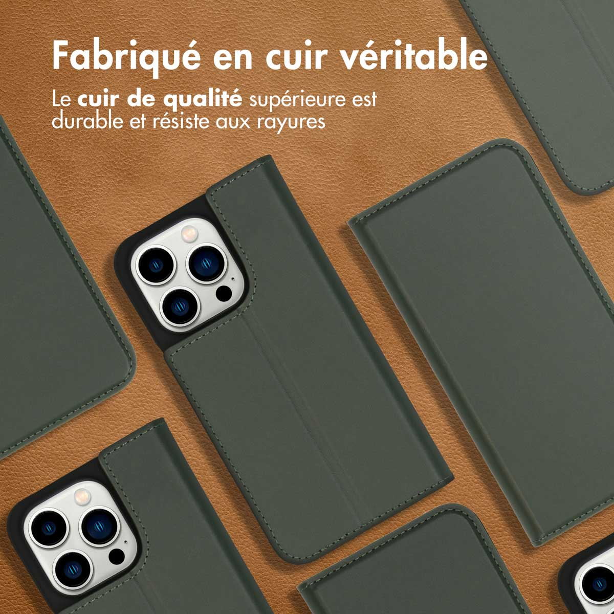 Accezz Premium Leather Slim Bookcase Apple iPhone 14 Pro - Groen
