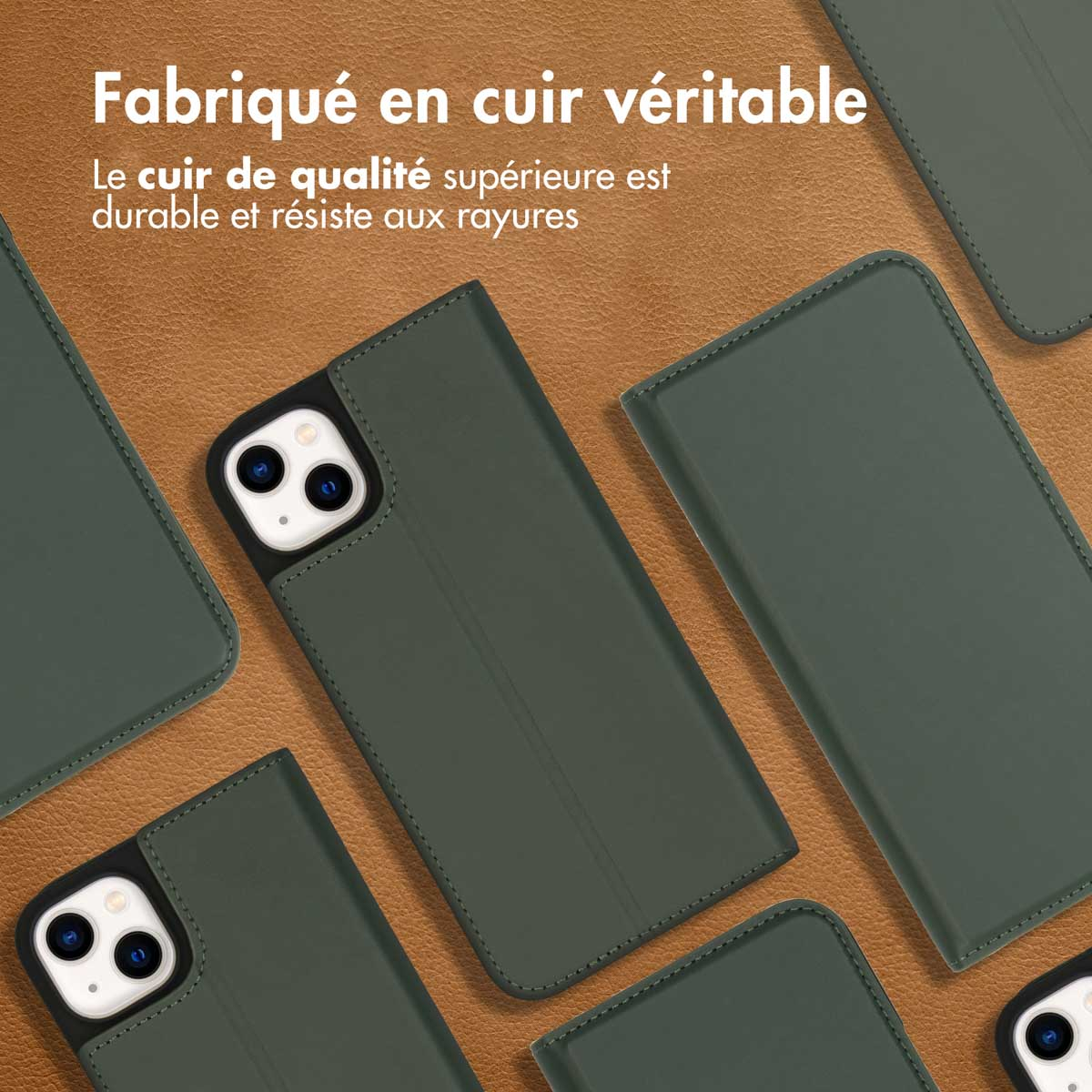 Accezz Premium Leather Slim Bookcase Apple iPhone 14 Plus - Groen