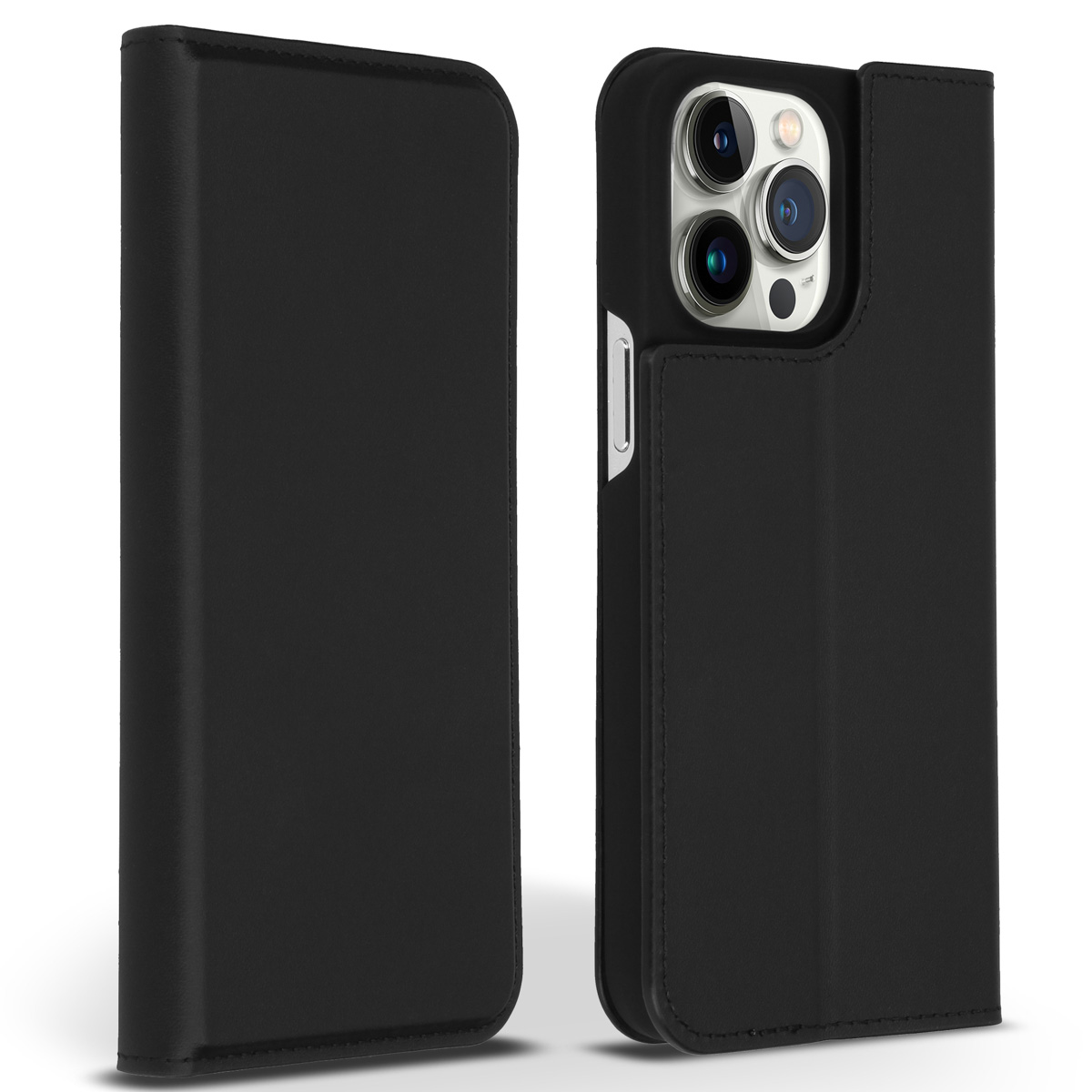 Accezz Premium Leather Slim Bookcase Apple iPhone 14 Pro Max - Zwart