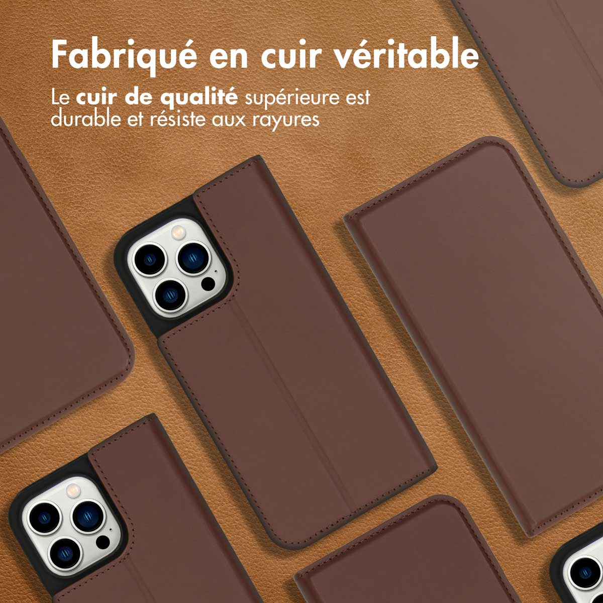 Accezz Premium Leather Slim Bookcase Apple iPhone 14 Pro Max - Bruin