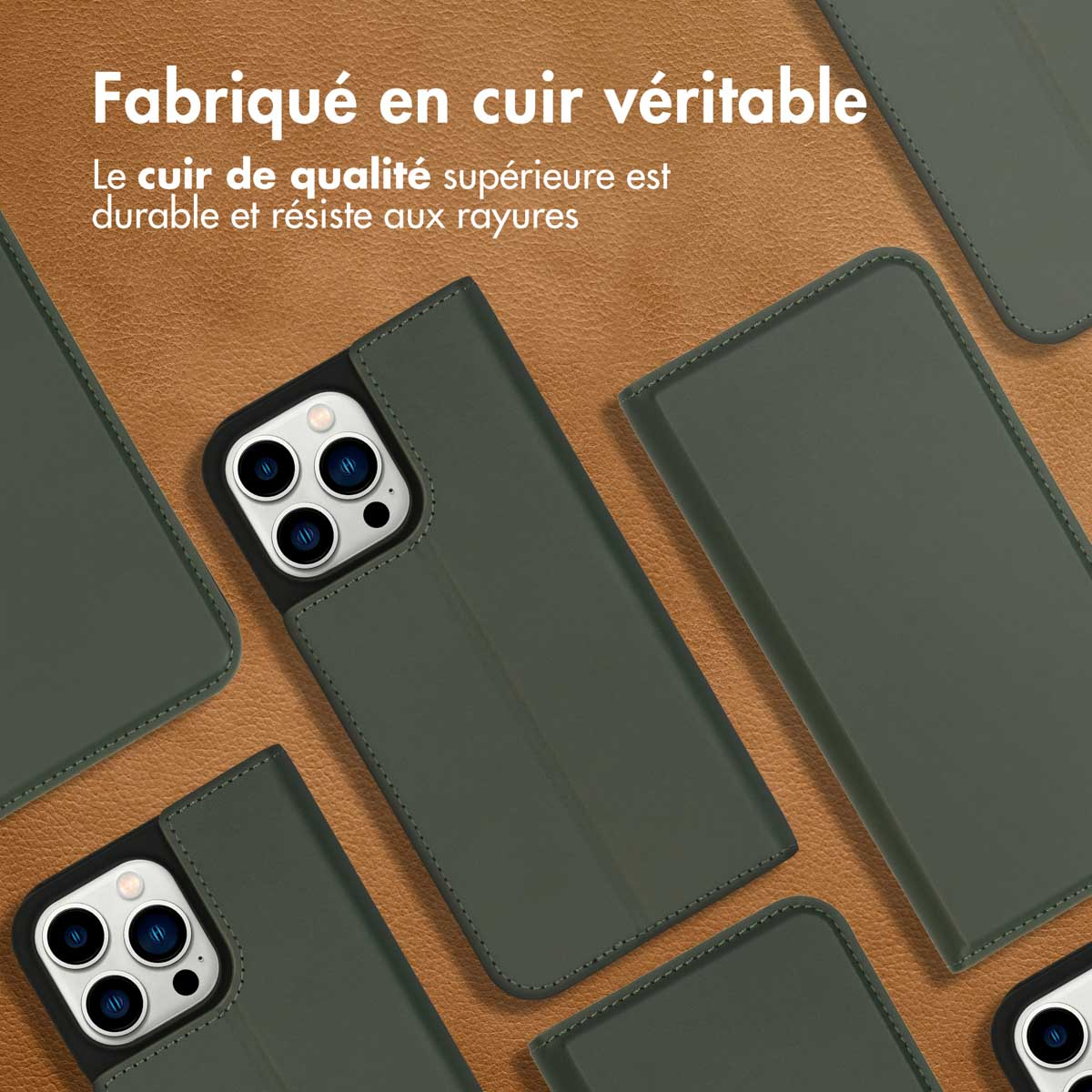 Accezz Premium Leather Slim Bookcase Apple iPhone 14 Pro Max - Groen