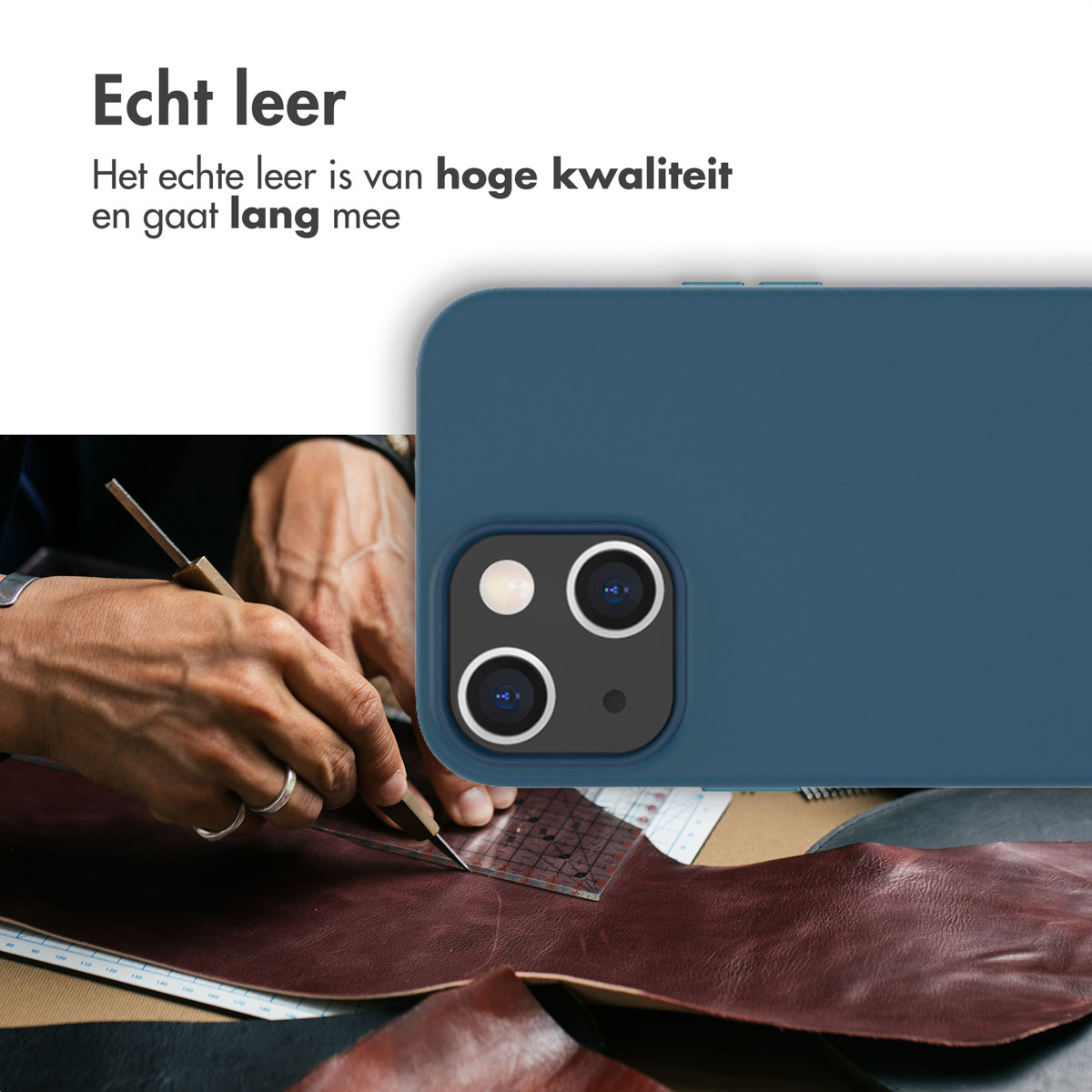 Accezz Leather Backcover met MagSafe Apple iPhone 14 Plus - Donkerblauw
