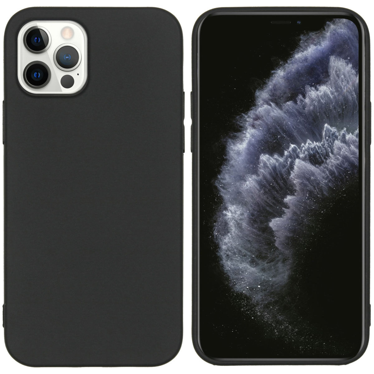 Accezz Color Backcover Apple iPhone 12 (Pro) - Zwart