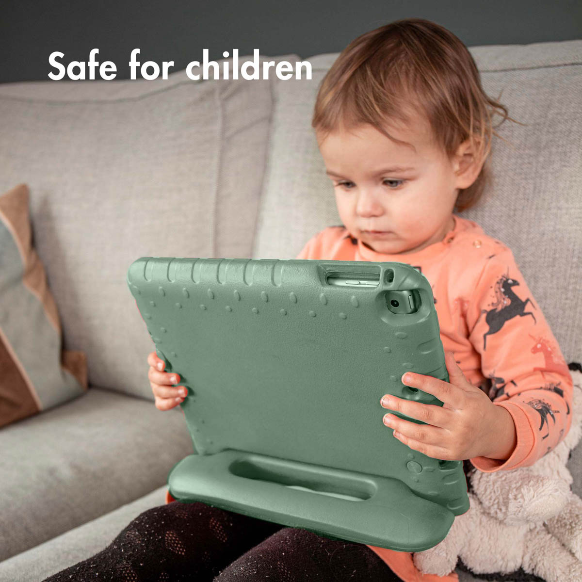 Accezz Kidsproof Backcover met handvat Apple iPad 9 (2021) 10.2 inch / iPad 8 (2020) 10.2 inch / iPad 7 (2019) 10.2 inch - Olive Green