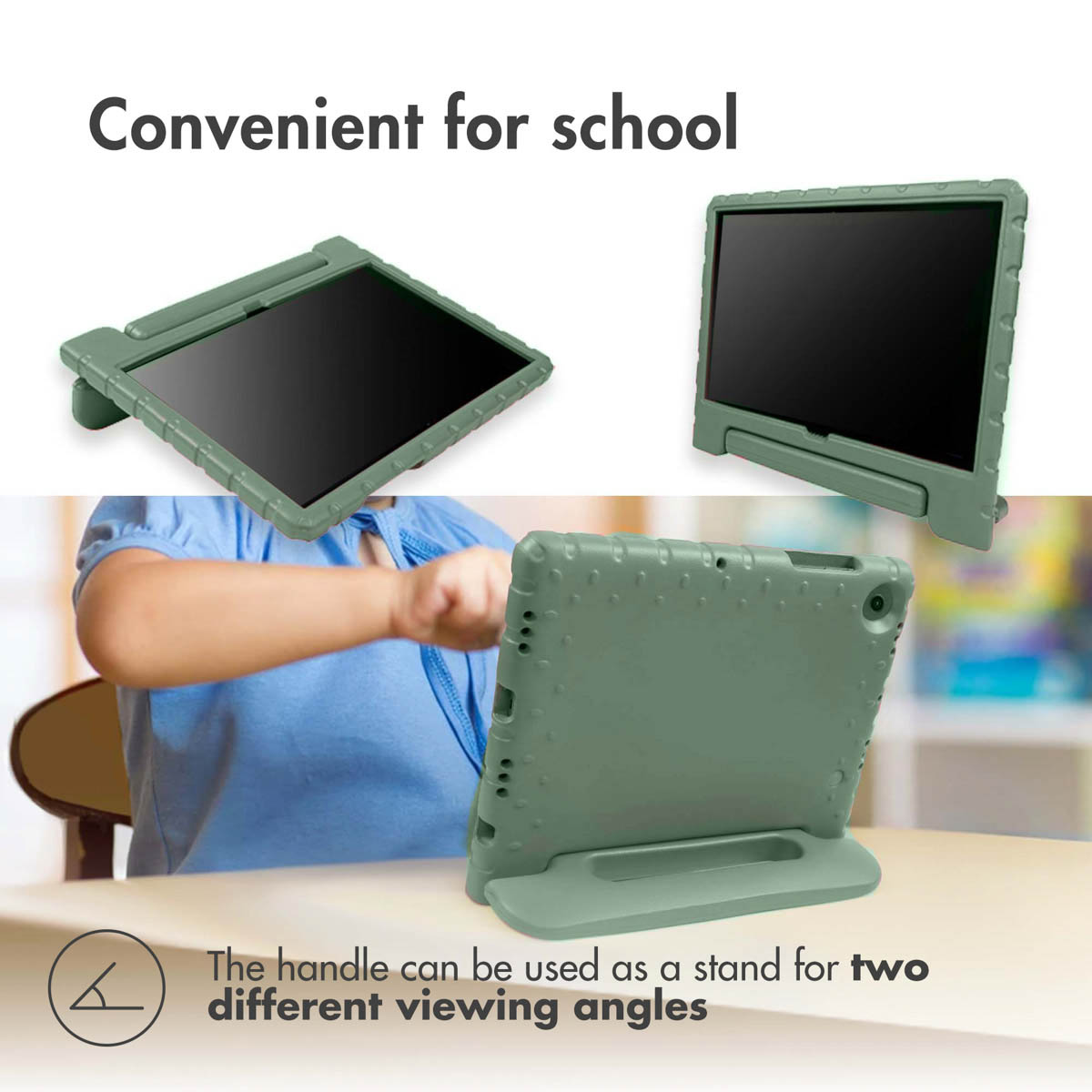 Accezz Kidsproof Backcover met handvat Apple iPad 9 (2021) 10.2 inch / iPad 8 (2020) 10.2 inch / iPad 7 (2019) 10.2 inch - Olive Green