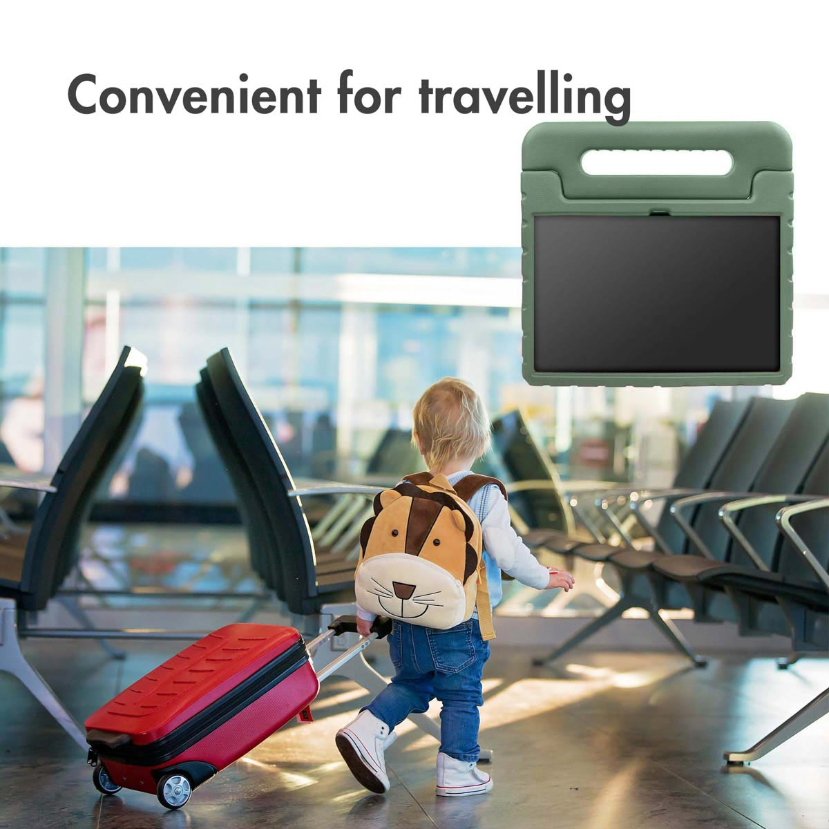 Accezz Kidsproof Backcover met handvat Apple iPad 9 (2021) 10.2 inch / iPad 8 (2020) 10.2 inch / iPad 7 (2019) 10.2 inch - Olive Green