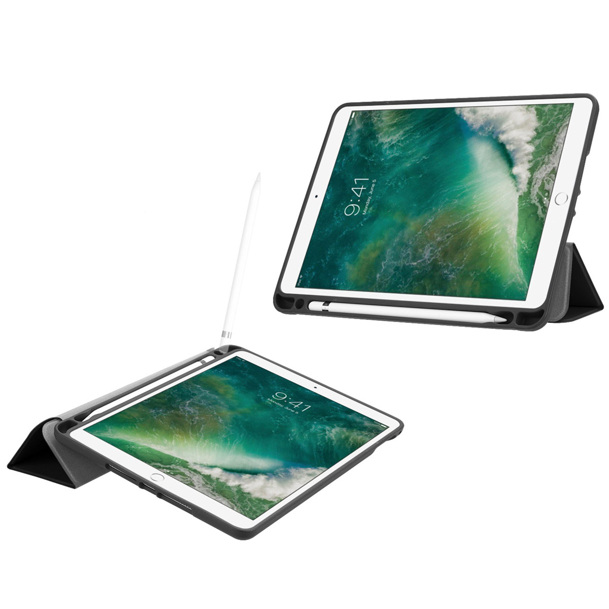 Accezz Trifold Bookcase Apple iPad 6 (2018) 9.7 inch / iPad 5 (2017) 9.7 inch / Air 2 (2014)/Air 1 (2013) - Zwart