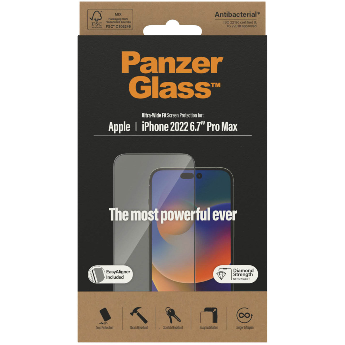 PanzerGlass Ultra-Wide Fit Anti-Bacterial Screenprotector incl. applicator Apple iPhone 14 Pro Max