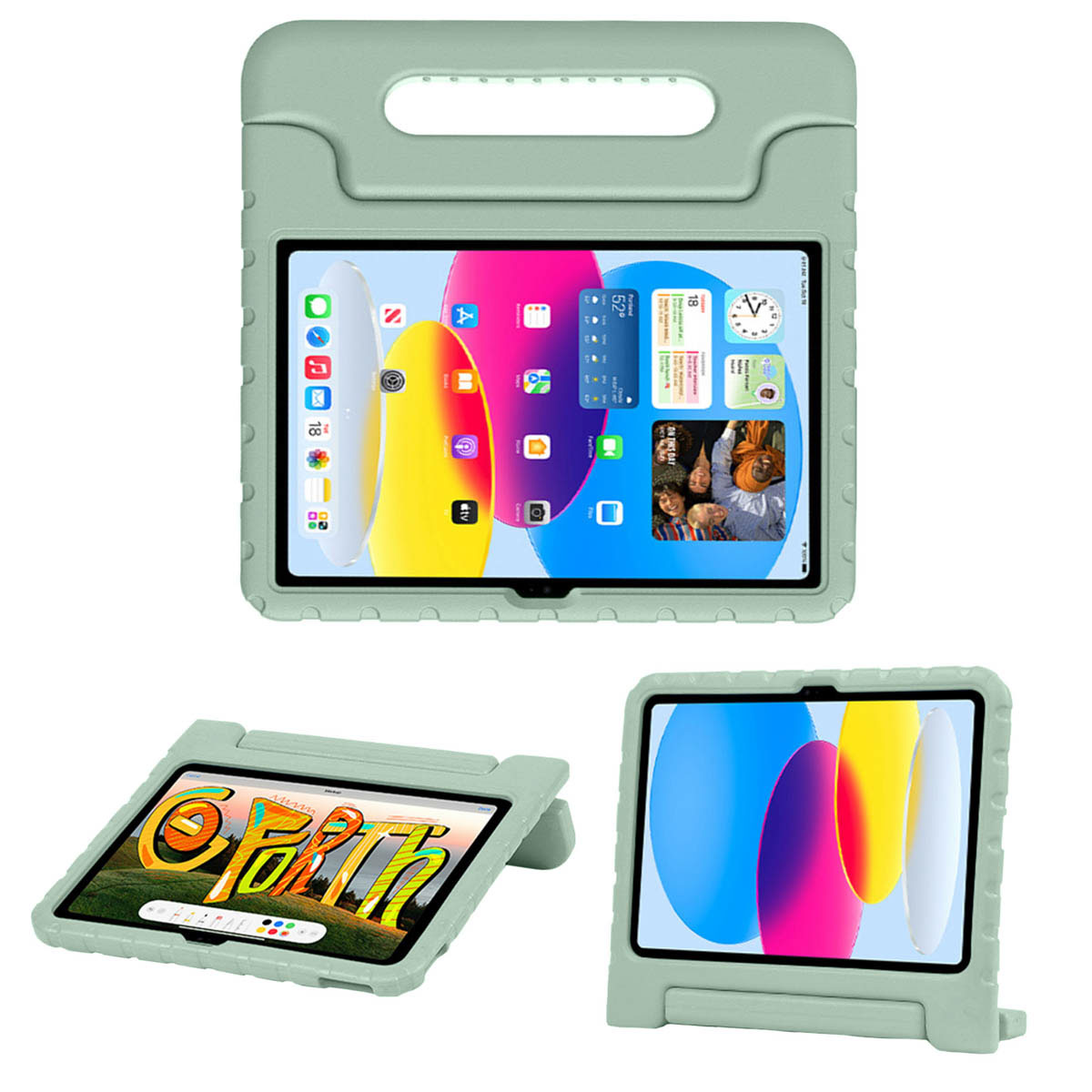 Accezz Kidsproof Backcover met handvat Apple iPad 11 (2025) 11 inch / iPad 10 (2022) 10.9 inch - Olive Green