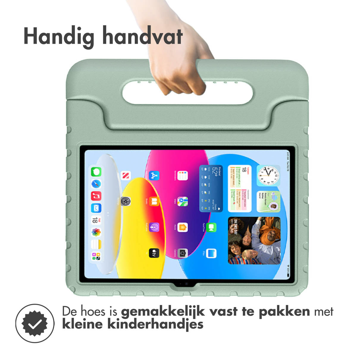 Accezz Kidsproof Backcover met handvat Apple iPad 11 (2025) 11 inch / iPad 10 (2022) 10.9 inch - Olive Green