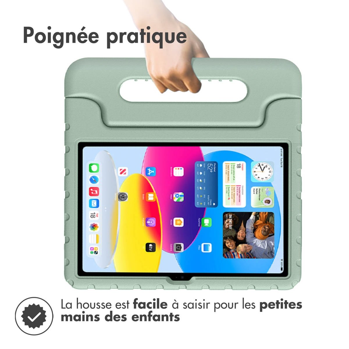 Accezz Kidsproof Backcover met handvat Apple iPad 11 (2025) 11 inch / iPad 10 (2022) 10.9 inch - Olive Green