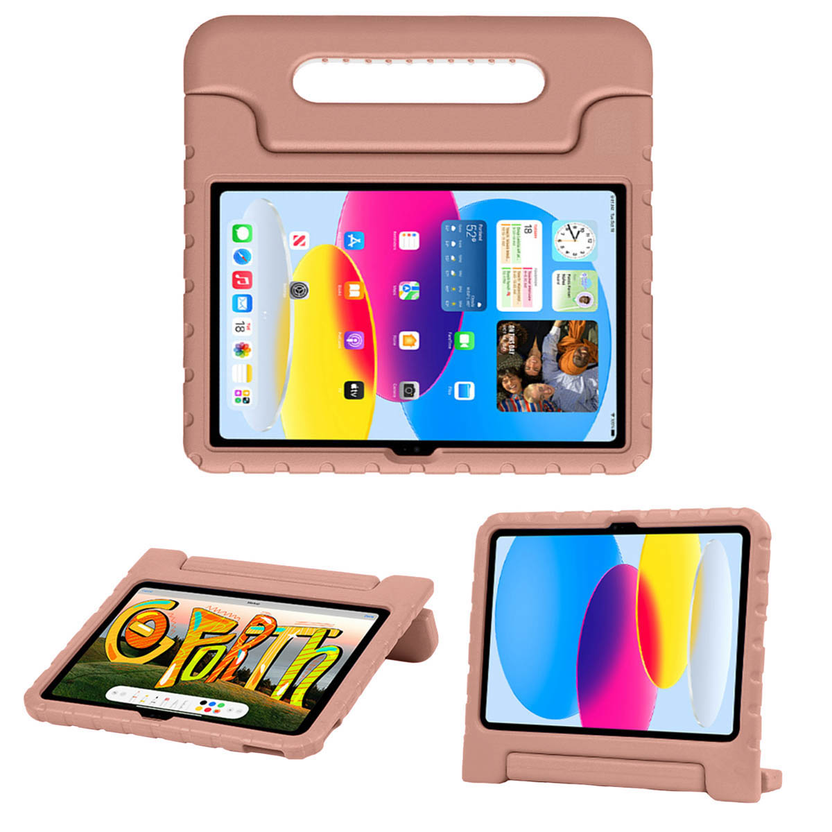 Accezz Kidsproof Backcover met handvat Apple iPad 11 (2025) 11 inch / iPad 10 (2022) 10.9 inch - Dusty Pink