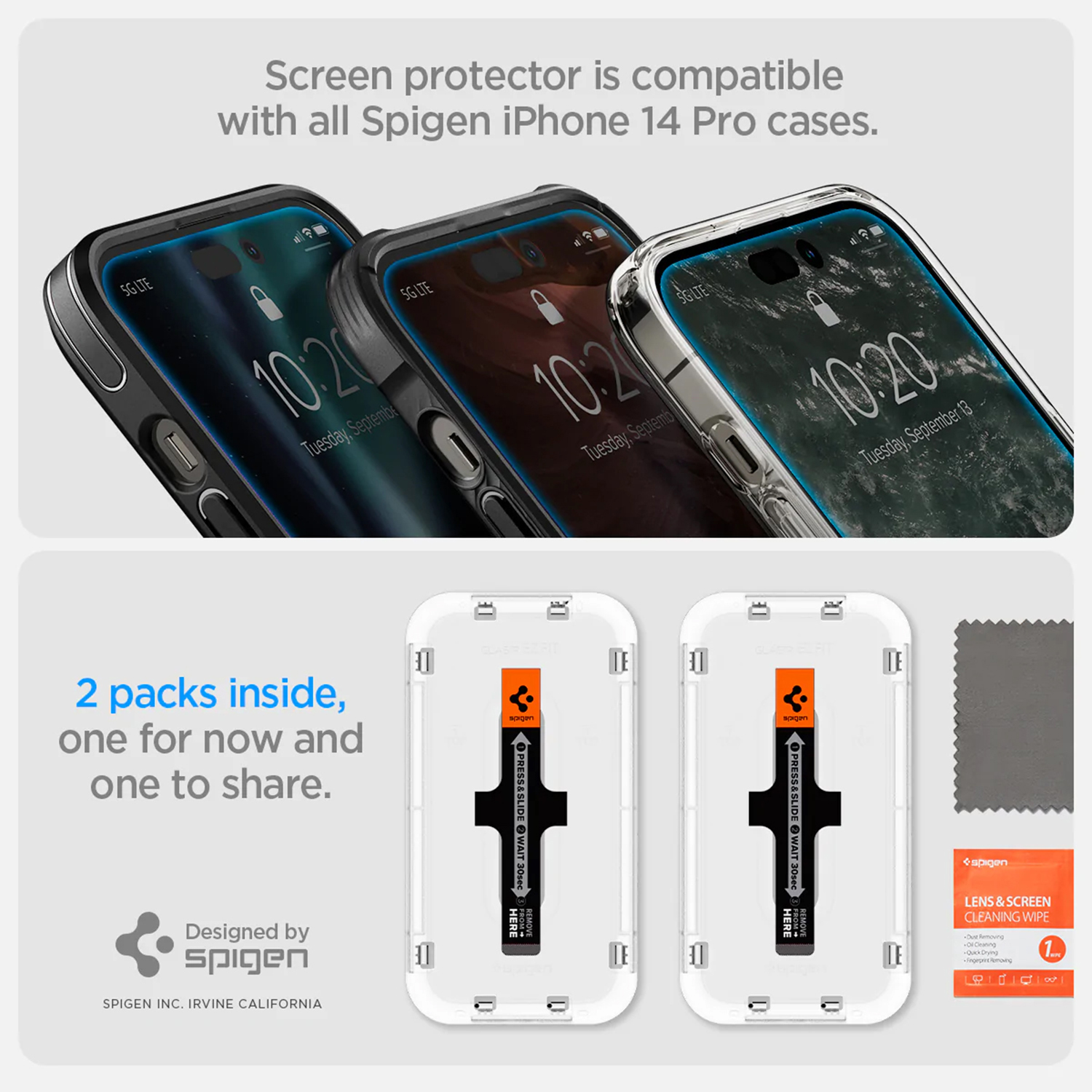 Spigen GLAStR EZ Fit Screenprotector + Applicator 2-pack Apple iPhone 14 Pro