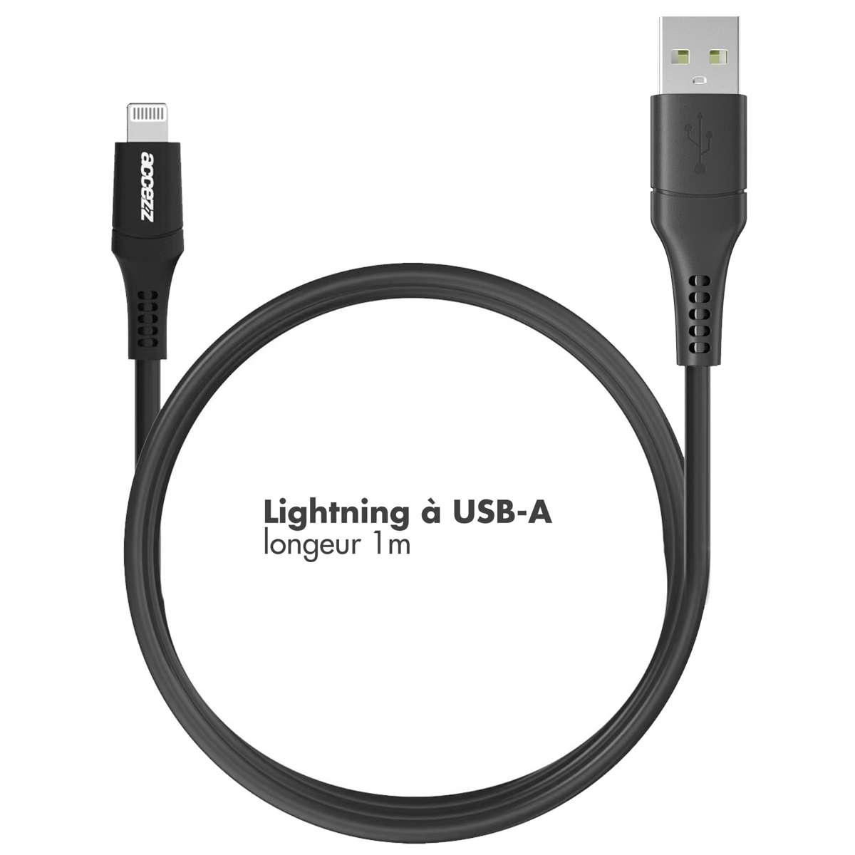 Accezz Lightning naar USB kabel - MFi certificering - 1 meter - Zwart