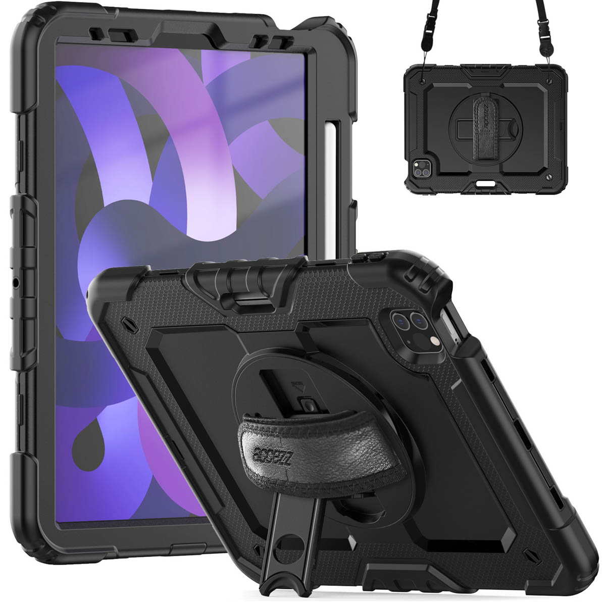Accezz Rugged Backcover met schouderstrap Apple iPad Air 5 (2022) / Air 4 (2020) - Zwart
