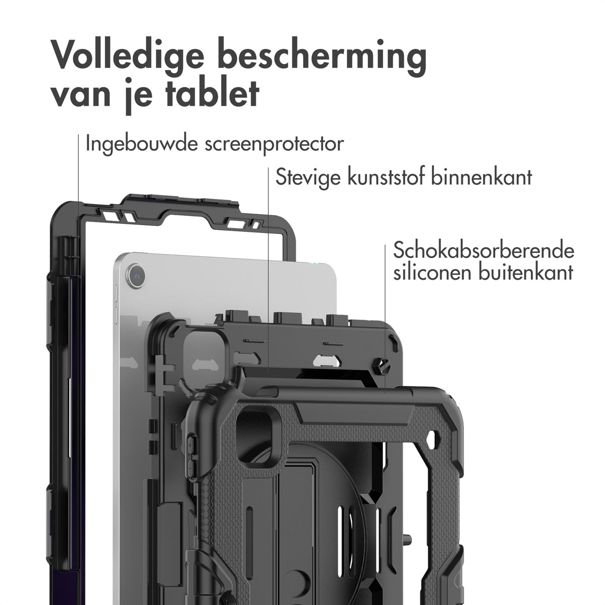 Accezz Rugged Backcover met schouderstrap Apple iPad Air 5 (2022) / Air 4 (2020) - Zwart