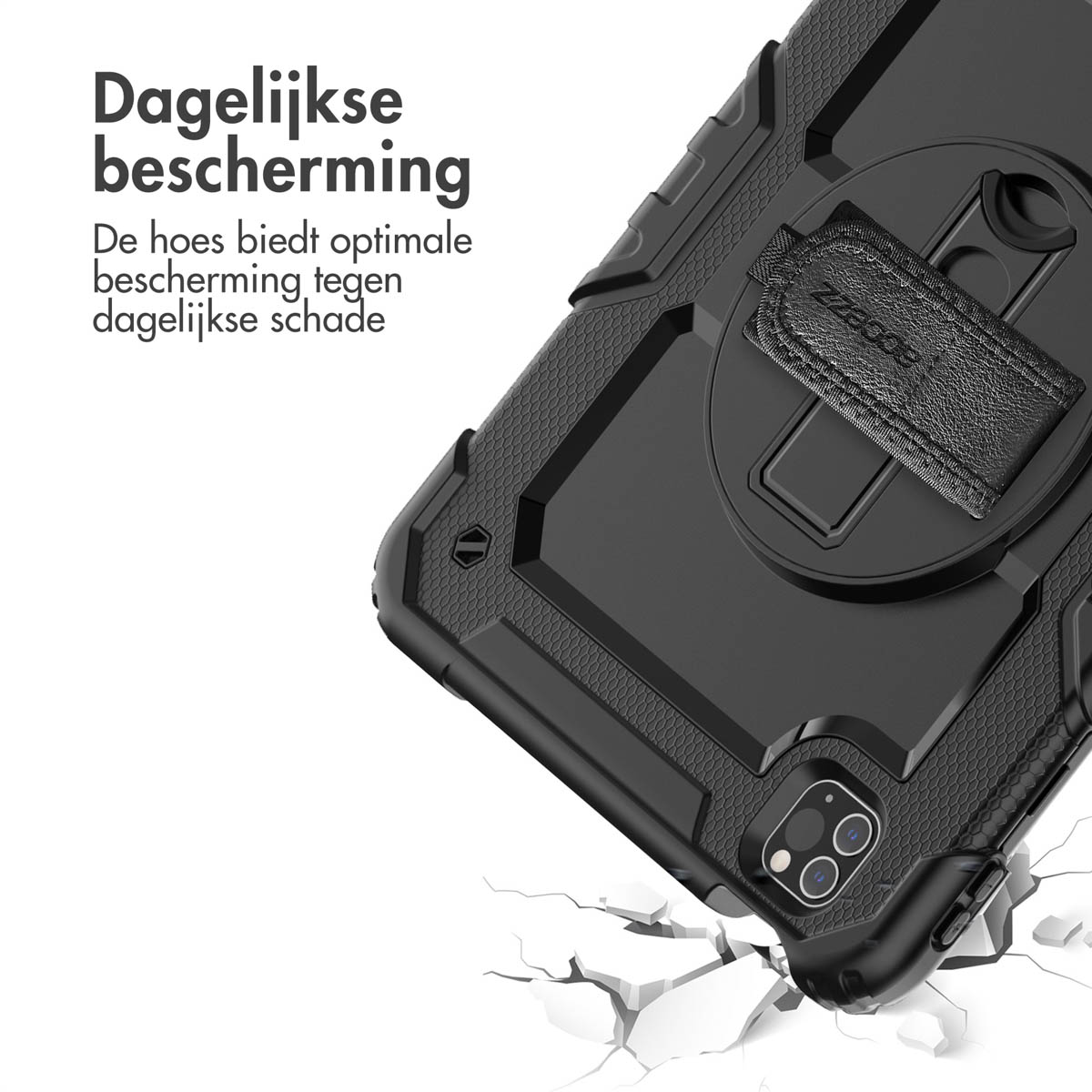 Accezz Rugged Backcover met schouderstrap Apple iPad Air 5 (2022) / Air 4 (2020) - Zwart