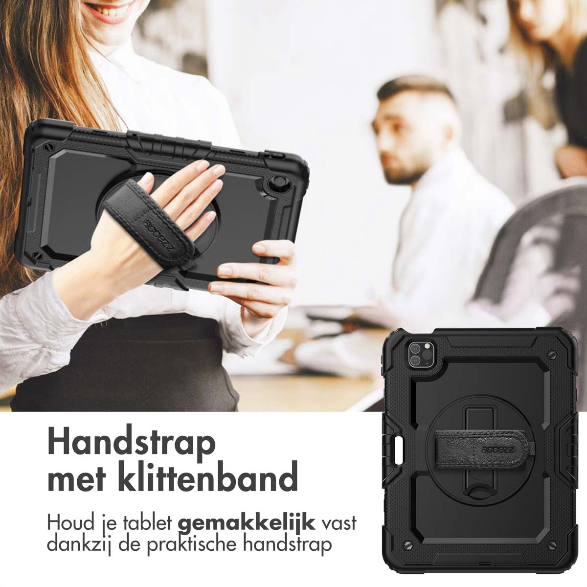 Accezz Rugged Backcover met schouderstrap Apple iPad Air 5 (2022) / Air 4 (2020) - Zwart
