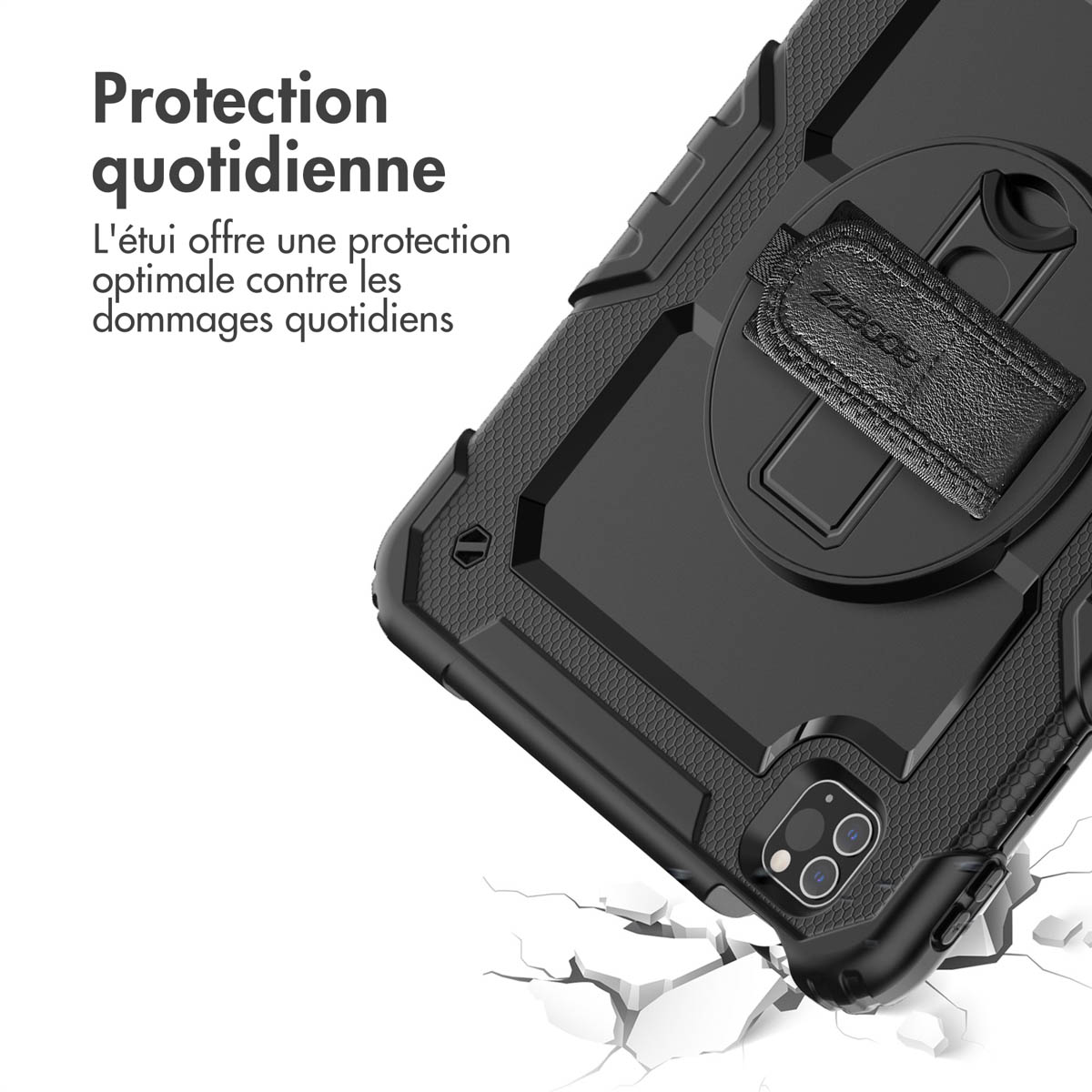 Accezz Rugged Backcover met schouderstrap Apple iPad Air 5 (2022) / Air 4 (2020) - Zwart