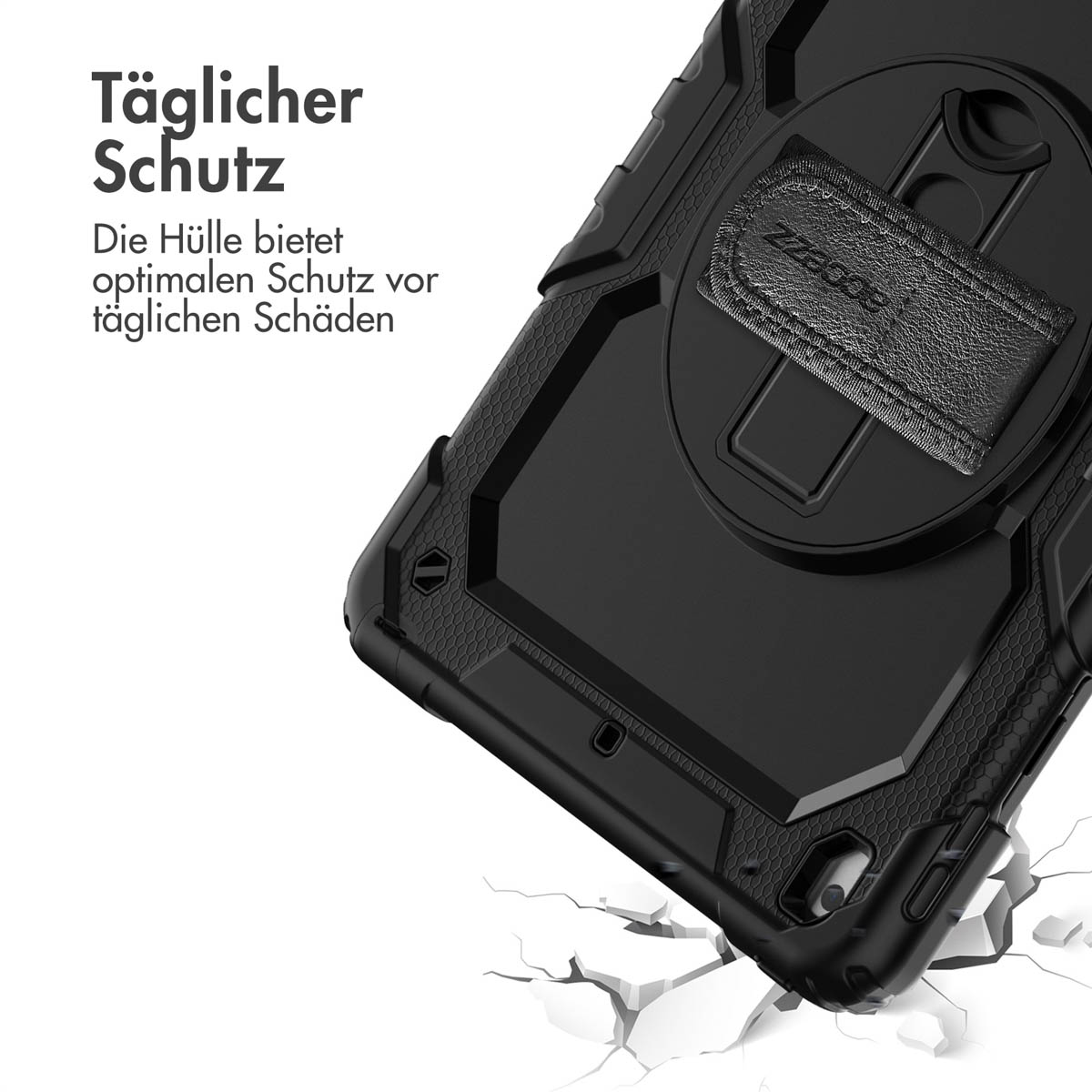Accezz Rugged Backcover met schouderstrap Apple iPad 9 (2021) 10.2 inch / iPad 8 (2020) 10.2 inch / iPad 7 (2019) 10.2 inch - Zwart
