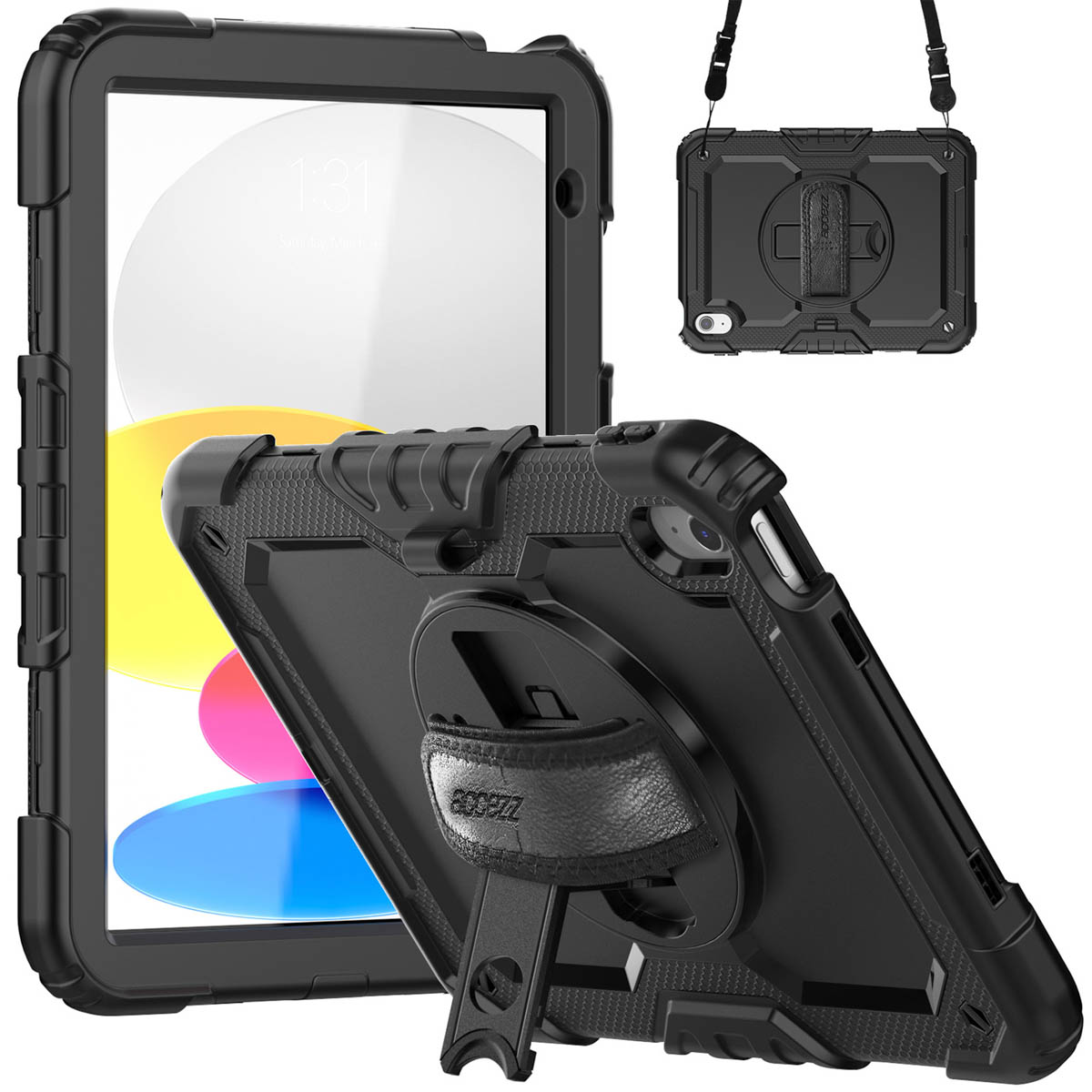 Accezz Rugged Backcover met schouderstrap Apple iPad 11 (2025) 11 inch / iPad 10 (2022) 10.9 inch - Zwart