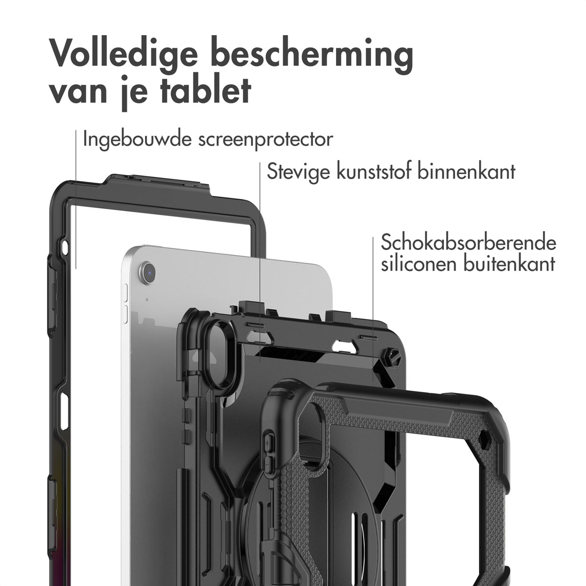 Accezz Rugged Backcover met schouderstrap Apple iPad 11 (2025) 11 inch / iPad 10 (2022) 10.9 inch - Zwart