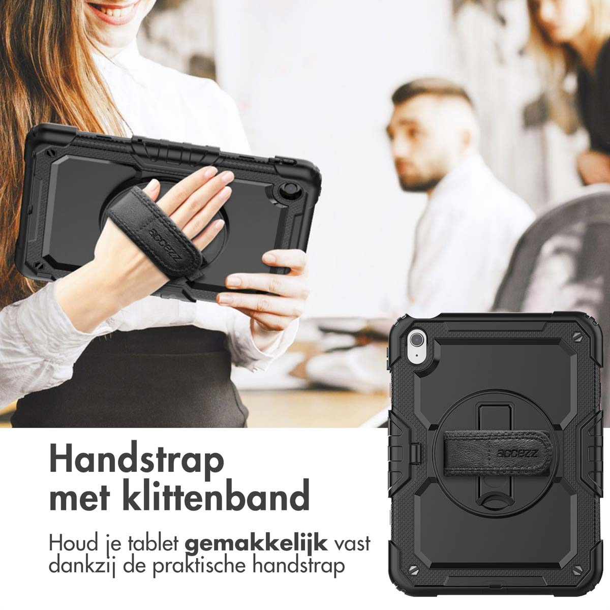 Accezz Rugged Backcover met schouderstrap Apple iPad 11 (2025) 11 inch / iPad 10 (2022) 10.9 inch - Zwart