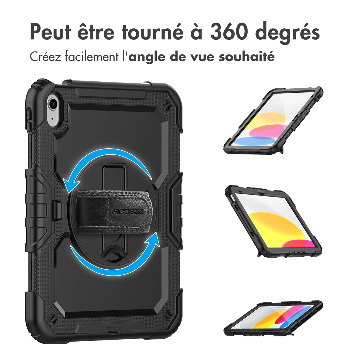 Accezz Rugged Backcover met schouderstrap Apple iPad 11 (2025) 11 inch / iPad 10 (2022) 10.9 inch - Zwart