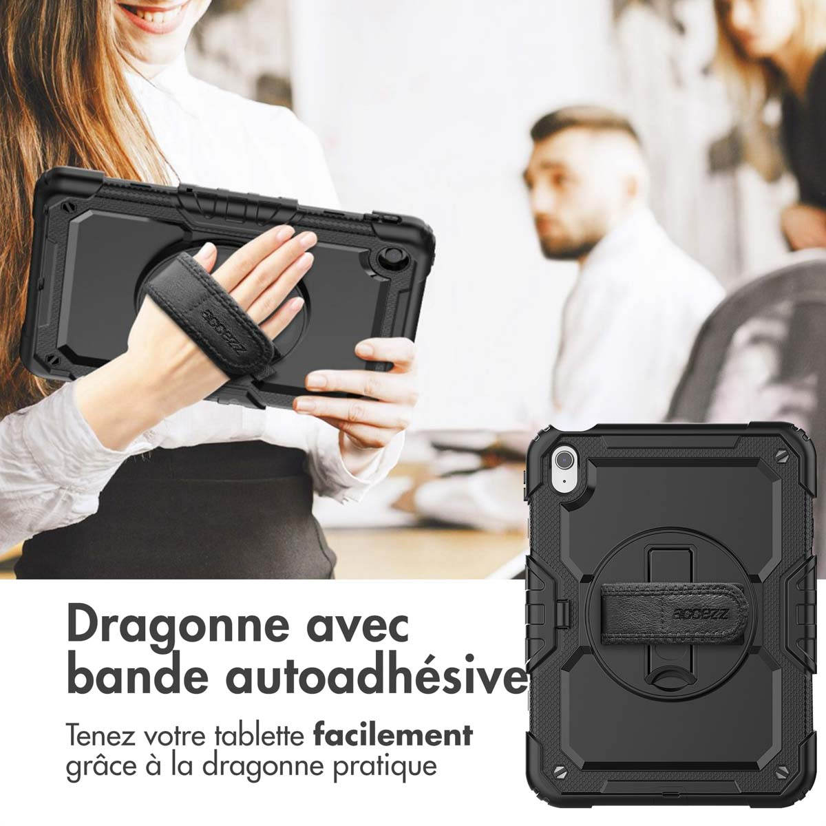 Accezz Rugged Backcover met schouderstrap Apple iPad 11 (2025) 11 inch / iPad 10 (2022) 10.9 inch - Zwart